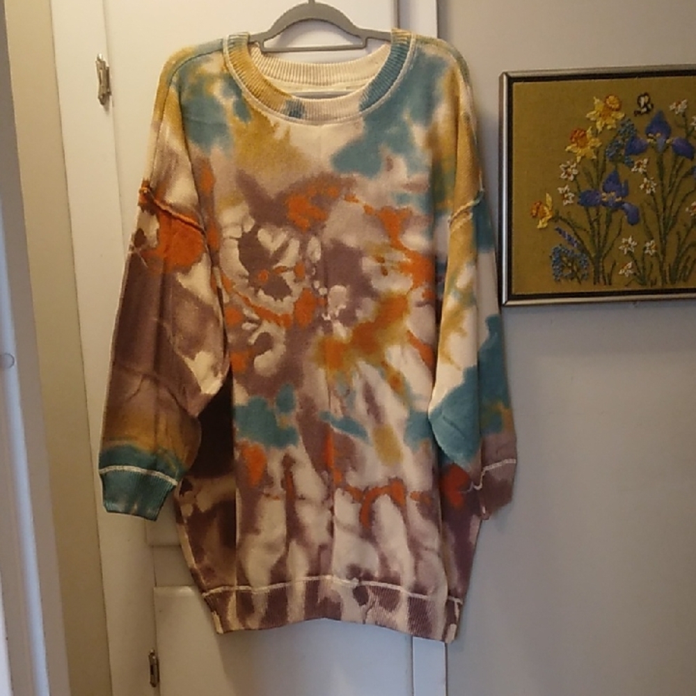 Natural Life Tie-Dye Oversized Women's Sweater - Multicolor